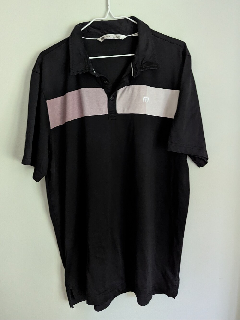 Travis Mathew Polo Shirt Men's XL Short Sleeve Collared Golf Black Colorblock